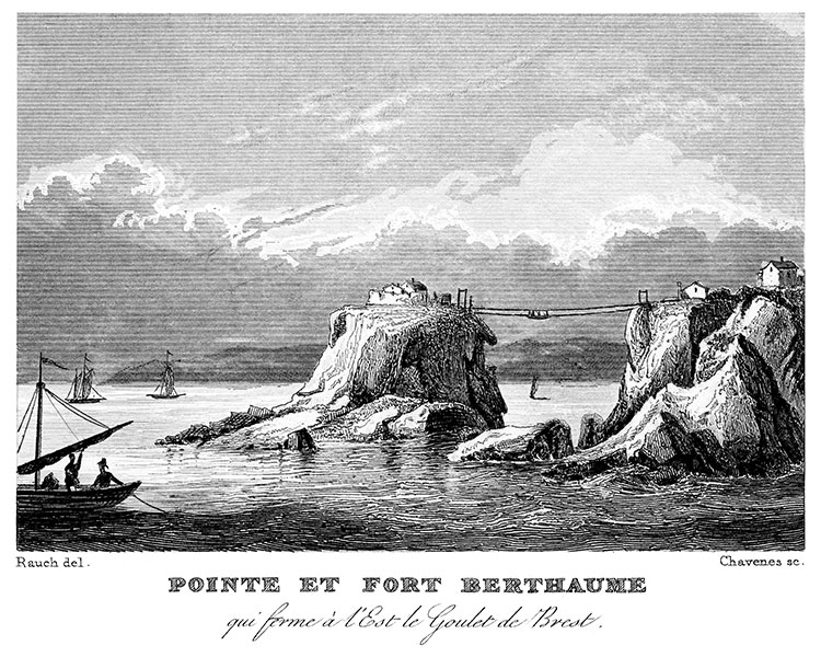 Pointe et fort de Berthaume de Brest - gravure reproduite et retouchée numériquement par © Norbert Pousseur