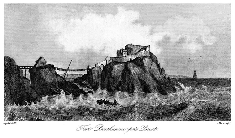 Fort de Berthaume de Brest vers 1835 - gravure reproduite et retouchée numériquement par © Norbert Pousseur
