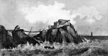 Pour zoom, Fort de Berthaume de Brest vers 1835 - gravure reproduite et retouchée numériquement par © Norbert Pousseur