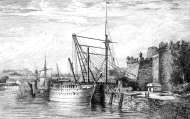 Pour zoom, Matûre au port de Brest vers 1835 - gravure reproduite et restaurée numériquement par © Norbert Pousseur