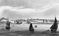 Pour zoom, Brest depuis la mer, vers 1835 - gravure reproduite et restaurée numériquement par © Norbert Pousseur