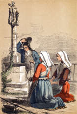 Pour zoom, Habitants des environs de Brest vers 1840 - gravure reproduite et restaurée numériquement par © Norbert Pousseur