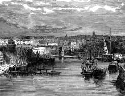 Pour zoom, Pont tournant de Brest vers 1900 - gravure reproduite et restaurée numériquement par © Norbert Pousseur