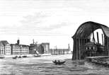 Pour zoom, Navire en cale de construction du port de Brest vers 1825 - gravure reproduite et retouchée numériquement par © Norbert Pousseur