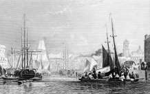 Pour zoom, Port de Brest depuis sa rade, vers 1875 - gravure reproduite et restaurée numériquement par © Norbert Pousseur