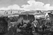 Pour zoom, Rues de Brest, son château et sa rade vers 1825 - gravure reproduite et retouchée numériquement par © Norbert Pousseur