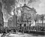 Pour zoom, Incendie du théâtre de Brest en mars 1866 - gravure reproduite et restaurée numériquement par © Norbert Pousseur