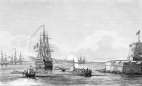 Pour zoom, Bateau école devant le fort de Brest, vers 1835 - gravure reproduite et restaurée numériquement par © Norbert Pousseur