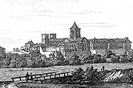 Abbaye aux Damess de Caen - gravure de 1835, reproduite puis restaurée par © Norbert Pousseur