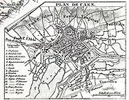 Pour zoom, Plan de Caen en 1855, gravure reproduite puis restaurée par © Norbert Pousseur
