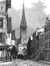 Pour zoom, église St Pierre à Caen - gravure de 1876, reproduite puis restaurée par © Norbert Pousseur