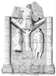 Zoom sur L'arc de triomphe de Carpentras vers 1840 - gravure reproduite et restaurée numériquement par © Norbert Pousseur