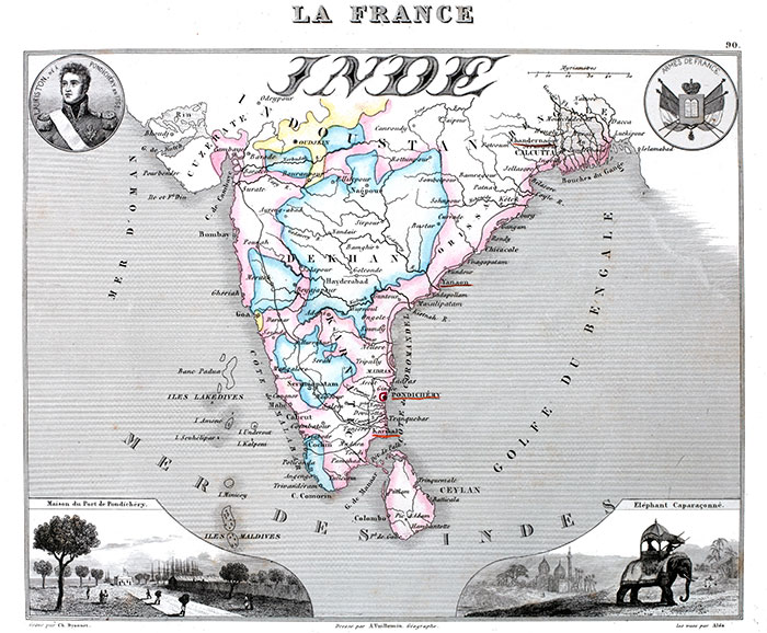 Carte de l'Inde en 1850- reproduction © Norbert Pousseur