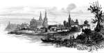 Zoom sur Châlons en Champgne vers 1850 - gravure reproduite et restaurée numériquement par © Norbert Pousseur