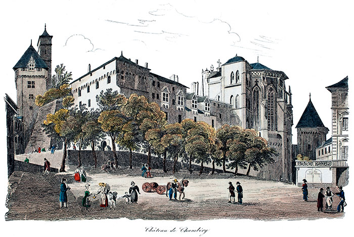 Le château de Chambéry vers 1830 - reproduction et restauration numérique par © Norbert Pousseur