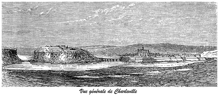 Charleville dans son paysage vers 1870 - gravure reproduite et restaurée numériquement par © Norbert Pousseur