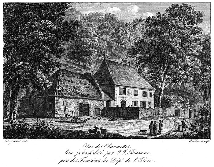 Les Charmettes, près de Chambéry, vers 1820 - reproduction et restauration numérique par © Norbert Pousseur