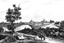 Zoom sur Chaumont depuis sa plaine vers vers 1830 - gravure reproduite et restaurée numériquement par © Norbert Pousseur