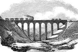 Chemin de fer de Lyon à St Etienne - gravure de 1834 reproduite puis restaurée par © Norbert Pousseur