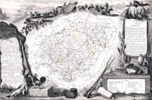 Zoom sur Carte de Levasseur du département de la Corrèze en 1847 - gravure reproduite et restaurée numériquement par © Norbert Pousseur
