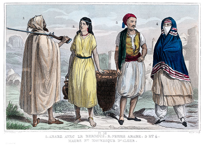 Maures et arabes d'Alger en 1850 de L Demoraine - reproduction ©  Norbert Pousseur