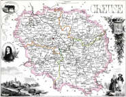 Zoom sur Carte du département de la Creuse en 1851 - gravure reproduite et restaurée numériquement par © Norbert Pousseur