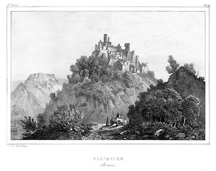 Clansayes  vers 1830 par Victor Cassien - gravure reproduite et restaurée numériquement par © Norbert Pousseur