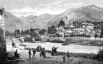 Zoom sur Digne sur la Bléone vers 1850 - gravure reproduite et restaurée numériquement par © Norbert Pousseur