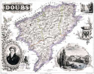 Zoom sur Carte du département du Doubs en 1851 - gravure reproduite et restaurée numériquement par © Norbert Pousseur