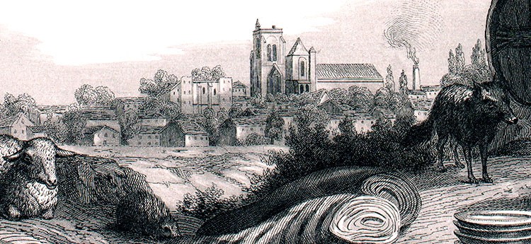 Bourges, vers 1840 - gravure reproduite et restaurée numériquement par © Norbert Pousseur