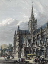 Zoom pour La cathédrale d'Évreux vers 1850 - gravure reproduite et retouchée numériquement par © Norbert Pousseur