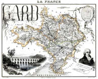 Zoom sur Carte du département du Gard en 1851 - gravure reproduite et restaurée numériquement par © Norbert Pousseur