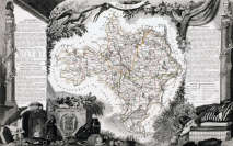 Zoom sur Carte par Levasseur du Gard en 1847 - gravure reproduite et restaurée numériquement par © Norbert Pousseur