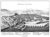 Pour zoom, Le vieux Genève au 17ème siècle  - gravure reproduite et restaurée numériquement par  © Norbert Pousseur