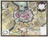 Pour zoom, Plan de Genève en 1773 - gravure conservée et numérisée par la © BNF, restaurée numériquement par  © Norbert Pousseur