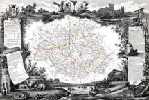 Zoom sur Carte par Levasseur du Gers en 1847 - gravure reproduite et restaurée numériquement par © Norbert Pousseur