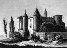 Château de la Motte à Lyon avec sa terrasse - Gravure de 1834 reproduite puis restaurée par © Norbert Pousseur