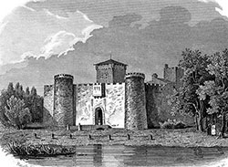 Entrée du château de la Motte à Lyon, vers 1830 - gravure reproduite et restaurée numériquement par © Norbert Pousseur