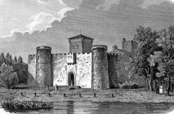 Entrée du château de la Motte à Lyon, vers 1830 - gravure reproduite et restaurée numériquement par © Norbert Pousseur