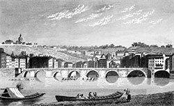 Lyon au fil de l'eau, vers 1830  - gravure reproduite et restaurée numériquement par © Norbert Pousseur