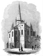Pour zoom, église St Pierre à Caen - gravure de 1837 d'un dessin de Charles Rauch, reproduite puis restaurée par © Norbert Pousseur