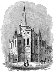 Eglise St Pierre à Caen - gravure de 1841 d'un dessin de Charles Rauch, reproduite puis restaurée par © Norbert Pousseur
