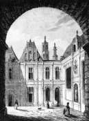 Pour zoom, Hôtel de ville de Caen - gravure de 1837 d'un dessin de Charles Rauch, reproduite puis restaurée par © Norbert Pousseur