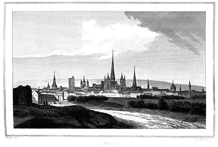 Dijon vers 1835 - gravure de Rauch, reproduite et retouchée par © Norbert Pousseur