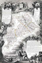 Zoom sur Carte par Levasseur de la Haute Garonne en 1847 - gravure reproduite et restaurée numériquement par © Norbert Pousseur