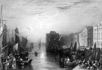 Pour zoom, Quais du port du Havre vers 1850, par J.M.W. Turner  - gravure reproduite puis restaurée numériquement par © Norbert Pousseur