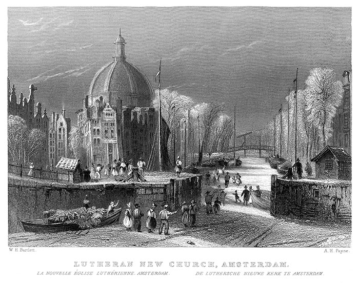 la nouvelle église Luthérienne d'Amsterdam - gravure reproduite et restaurée numériqueemnt par © Norbert Pousseur la nouvelle église Luthérienne d'Amsterdam - gravure reproduite et restaurée numériqueemnt par © Norbert Pousseur