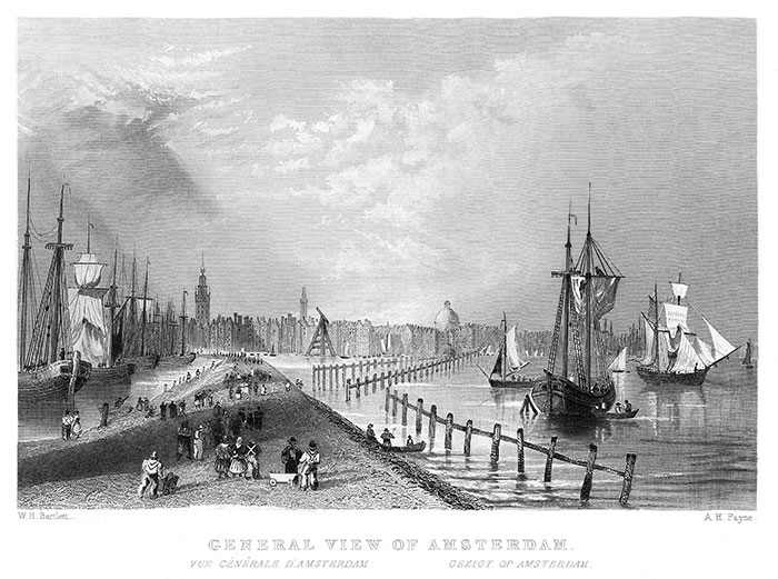 Vue générale d'Amsterdam - gravure reproduite et restaurée numériqueemnt par © Norbert Pousseur Vue générale d'Amsterdam - gravure reproduite et restaurée numériqueemnt par © Norbert Pousseur