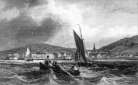 Pour zoom, Honfleur depuis la Rade vers 1860 - gravure de Outhwaite reproduite et restaurée par © Norbert Pousseur 