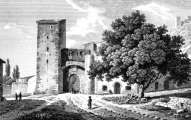 Pour zoom, Porte des Salins d'Hyères vers 1825  - gravure reproduite et restaurée par © Norbert Pousseur